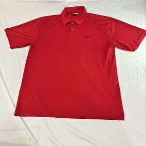 Nike Golf Dri-Fit Polo Shirt Solid Red Men's Size M Short Sleeve Breathable
